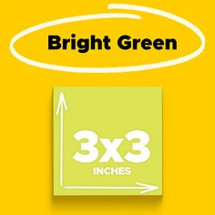Brigh Green.  Photo of 3x3 Post-it Note in Bright Green.