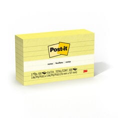 Post-it Notes, 3 in. x 5 in., Canary Yellow, Lined, 5 Pads/Pack