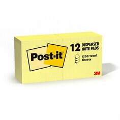 Product image of Post-it Dispenser Pop-up Notes in Canary Yellow. 3 inches by 3 inches. 12 pads per pack.