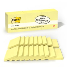 Post-it Notes, 3 in. x 3 in., Canary Yellow, 14 Pads/Pack with 4 Free Pads