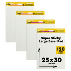 Post-it Super Sticky Easel Pad, White, 25 inch by 30 inch, 4 Pack with 30 sheets per pad