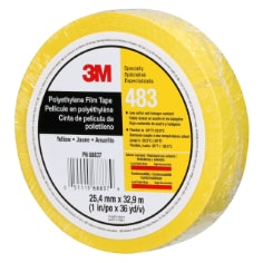 3M Polyethylene Tape 483,  Yellow,  1 in x 36 yd,  5.0 mil