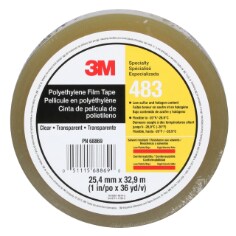 3M Polyethylene Tape 483,  Transparent,  1 in x 36 yd,  5.0 mil