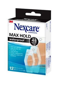 Nexcare™ Max Hold Waterproof Bandages MHW-12ANZ, Assorted,3D