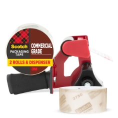 Scotch Commercial Grade Tape, image of one tape dispenser and two rolls of tape.