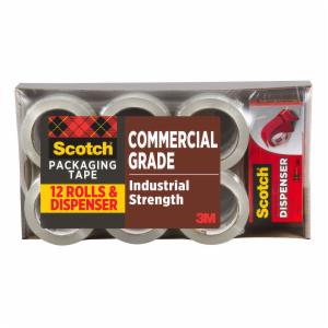Scotch Commercial Grade Shipping Packaging Tape 3750-12-DP3, 1.88 in x 54.6 yd (48 mm x 50 m) 12 rolls with Dispenser image Scotch Commercial Grade Shipping Packaging Tape 3750-12-DP3, 1.88 in x 54.6 yd (48 mm x 50 m) 12 rolls with Dispenserimage