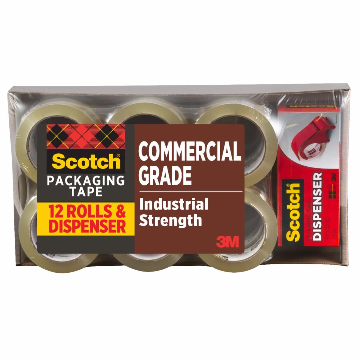Scotch Commercial Grade Shipping Packaging Tape 3750-12-DP3