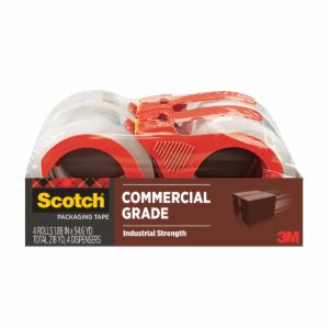 Scotch Commercial Grade Shipping Packaging Tape 3750-4RD-6GC, 1.88 in x 54.6 yd (48 mm x 50 m) 4 Pack, Clearimage