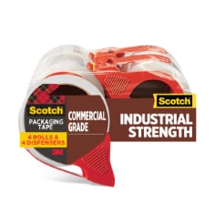 Scotch Commercial Grade Tape, image of four tape dispensers and four rolls of tape.