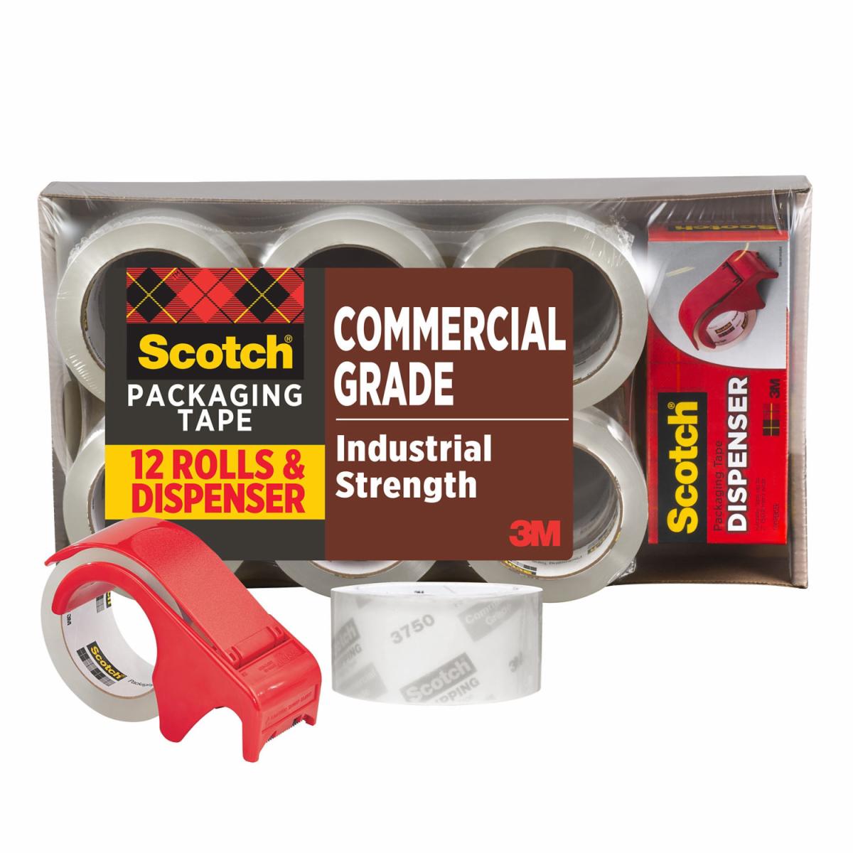 Scotch Commercial Grade Shipping Packaging Tape 3750-12-DP3