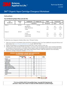 3M™ Organic Vapor Cartridge Changeout Worksheet