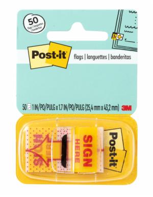 Post-it Sign Here Flags 680-9 (36) 1 in x 1.7 in (25,4 mm x 43,2 mm) 50 flags/pd, 36pd/csimage