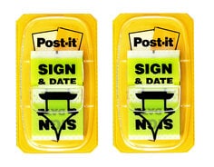 Post-it® FLAGS SIGN&DATE, 680-SD2, 1X1.7IN 2PK 6PK/INR 24PK/CS