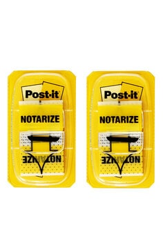 Post-it® Message Flags, ″Notarize″, Yellow, 1 in. Wide, 50