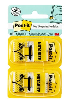 Post-it® Flags NOTARIZE, 680-NZ2, 1X1.7IN 2PK 6PK/INR 24PK/CS