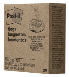 Post-it® Flags, Red, 1 in. Wide, 200/High Volume Desk Grip Dispenser