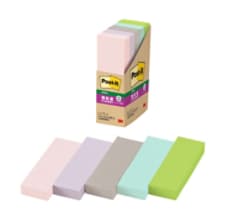 Post-it Super Sticky Notes 500-5SSAP2, Assorted Colors, 25 mm x 75 mm, 90 Sheets/Pad, 5 Pads/Pack