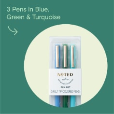 Noted by Post-it, 3 Pens in Blue, Green & Turquoise.