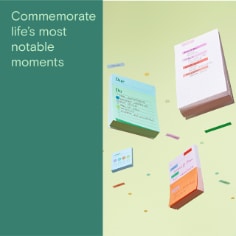 Commemorate life's most noteable moments, image of stickers and post-it notes