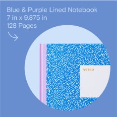 Noted by Post-it Blue & Purple Lined Notebook, 7 in x 9.875 in, 128 Pages. 