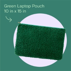 Noted by Post-it Dark Green Laptop Pouch is 10 inches by 15 inches. 