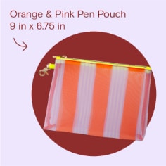 Orange & Pink Pen Pouch, 9 in x 6.75 in.