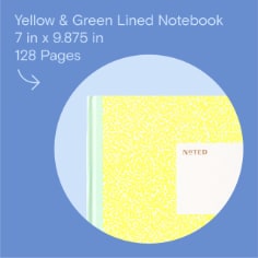 Noted by Post-it Yellow & Green Lined Notebook, 7 in x 9.875 in, 128 Pages.