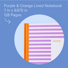 Noted by Post-it Purple & Orange Lined Notebook, 7 in x 9.875 in, 128 Pages.