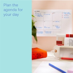 Plan the agenda for your day, image of a variety of Noted by Post-it note pads and post-it notes.