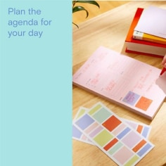 Plan the agenda for your day, image of a variety of Noted by Post-it note pads and post-it notes.