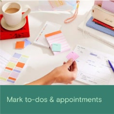 Mark to-dos & appointments, image of a variety of Noted by Post-it note pads and post-it notes.