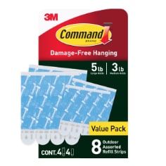 Command&#8482; All Weather/Bath Medium and Large Foam Replacement Strips 17615AWB-8ESF, 8 Strip
