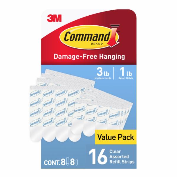 Command Mixed Clear Replacement Strips 17200CLR-16ESF