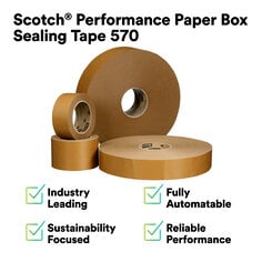 Scotch® Performance Paper Box Sealing Tape 570. Industry Leading. Fully Automatable. Sustainability Focused. Reliable performance.