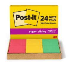 Post-it® Super Sticky Notes 654-24SSANSIOC, 3 in x 3 in (76 mm x 76 mm)