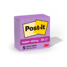 Post-it® Super Sticky Notes 654-5SSCG, 3 in x 3 in (76 mm x 76 mm), Iris 