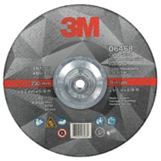 3M Cut & Grind Wheel, 06468, 36+, T27 Quick Change, 9 in x 1/8 in x 5/8 in-11