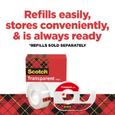 Scotch® Transparent Tape, 1/2 in x 1000 in