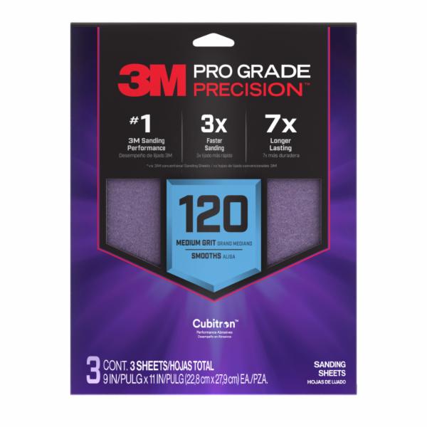 ™ Pro Grade Precision Faster Sanding Sheets w/ NO-SLIP GRIP Backing SHR120-PGP-3T