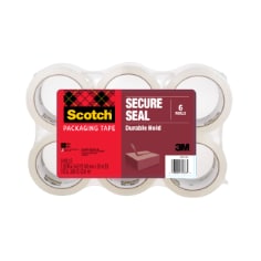 Scotch® Secure Seal  Packaging Tape 3250-6-EF, 1.88 in x 54.6 yd (48 mm x 50 m), Ultra Clear