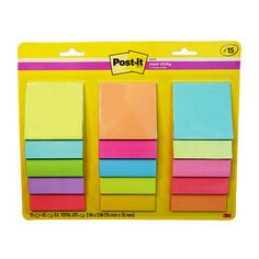 Post-it® Super Sticky Notes BL 654-15, Assorted color, 76 mm x 76 mm, XSHT