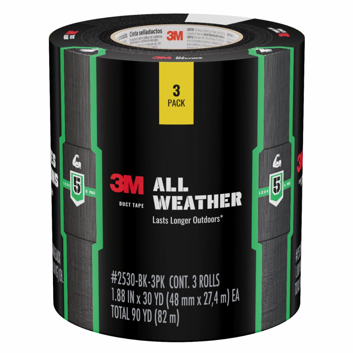 ™ All Weather Black Duct Tape 3-pack 2530-3PK-4C