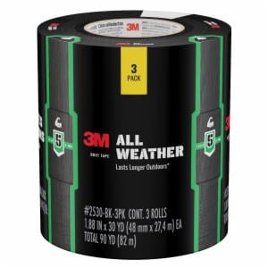 3M™ All Weather Black Duct Tape 3-pack 2530-3PK-4C, 1.88 in x 30 yd (48 mm x 27.4 m), 3 rls/pk image 3M™ All Weather Black Duct Tape 3-pack 2530-3PK-4C, 1.88 in x 30 yd (48 mm x 27.4 m), 3 rls/pkimage