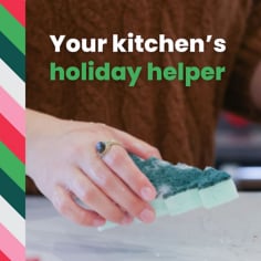 Merry + Brite Collection: Tree-Shape Sponge Cleaning Kitchen Countertop - B+ Image