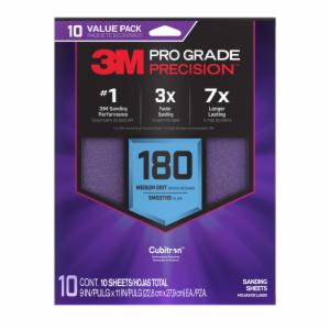 3M™ Pro Grade Precision Faster Sanding Sheets w/ NO-SLIP GRIP Backing SHR180-PGP-10T, 9 in x 11 in, 180 Gr, 10 Sht/Pkimage