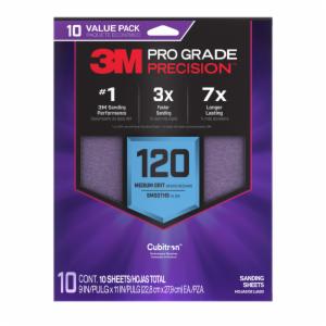 3M™ Pro Grade Precision Faster Sanding Sheets w/ NO-SLIP GRIP Backing SHR120-PGP-10T, 9 in x 11 in, 120 Gr, 10 Sht/Pkimage