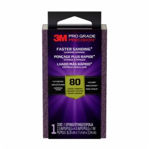 3M™ Pro Grade Precision Faster Sanding Sanding Block Sponge FSB80-PGP-1T, 2.5 in x 4.5 in x 1 in, 80 grit, Coarse, 12/caseimage