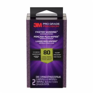 3M™ Pro Grade Precision Faster Sanding Sanding Block Sponge FSB80-PGP-2T, 2.5 x 4.5 x 1in, 80 grit, 2 each/packimage