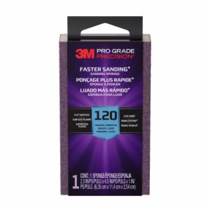 3M™ Pro Grade Precision Faster Sanding Sanding Block Sponge FSB120-PGP-1T, 2.5 in x 4.5 in x 1 in, 120 grit, Medium, 12/caseimage