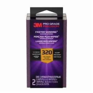 3M™ Pro Grade Precision Faster Sanding Sanding Block Sponge FSB320-PGP-2T, 2.5in x 4.5in x 1in, 320 grit, 2/packimage